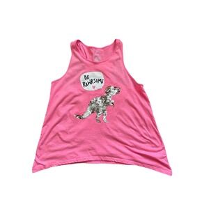 Arizona Jean Co Tank Top Womens Plus 2XL Pink Sequin Dinosaur Rawrsome